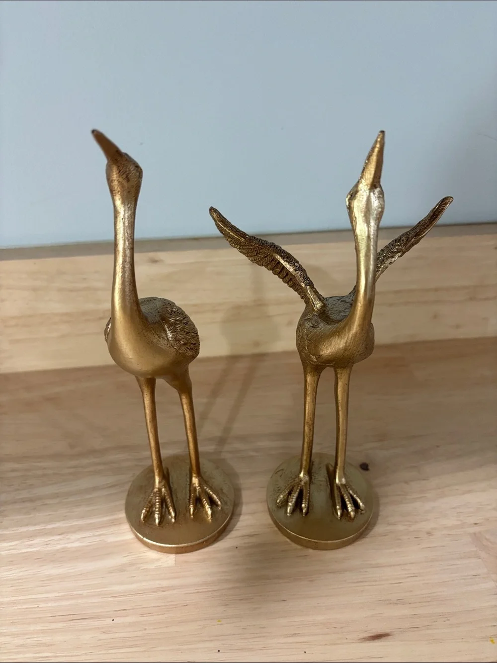 World Market Antique Gold Resin and Metal Egret Decor Set of 2